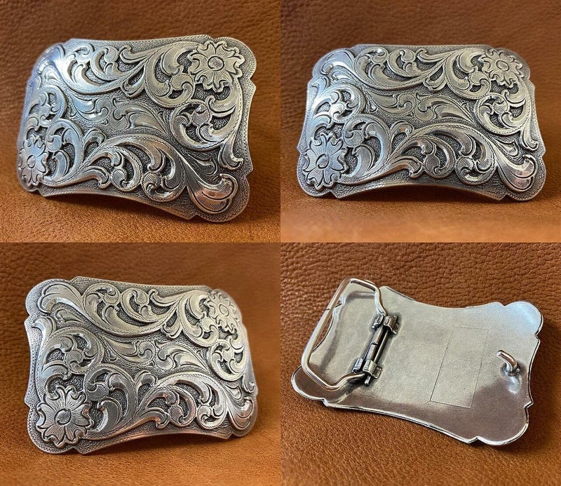 Belts.com HA0038 Western Floral Scroll Engraved Belt Buckle Fits 1-1/2"(38mm) Belt (Antique Silver) - Image 4